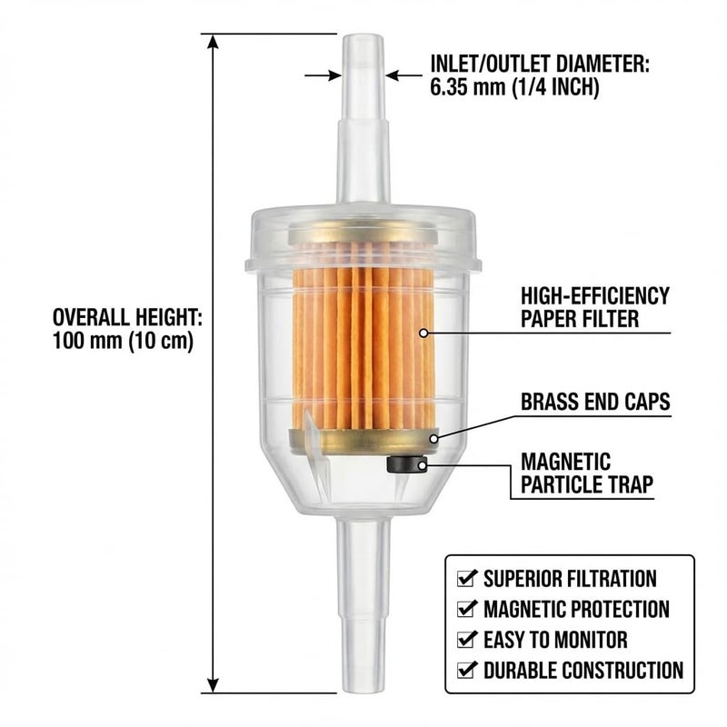 CocoMocart Gas Inline Fuel Filters with magnet for Kawasaki Kohler Briggs & Stratton John Deere 1/4 Inch x 5/16 Inch (Pack of 10) - Image 3